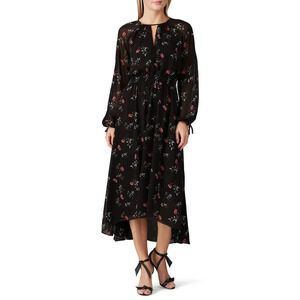 Great Jones Dress Floral Print Long Tie Sleeve Chiffon Size 6